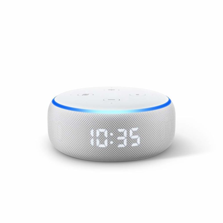 Echo Dot (3rd Gen) with clock - Smart speaker with Alexa and LED display (White)