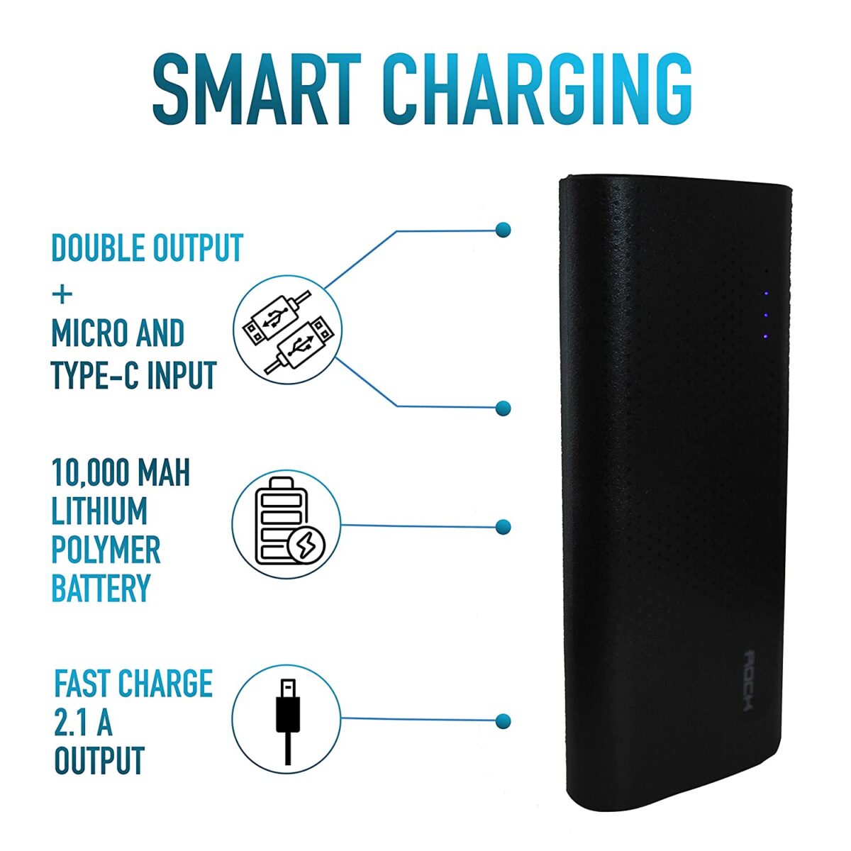 Rock 10000mAH Power Bank (Black)