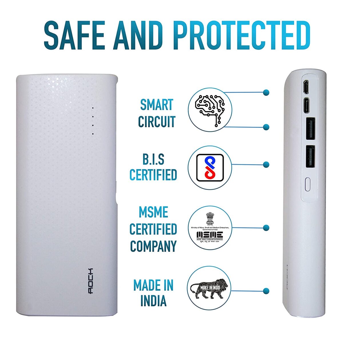 Rock 10000mAH Power Bank (White)