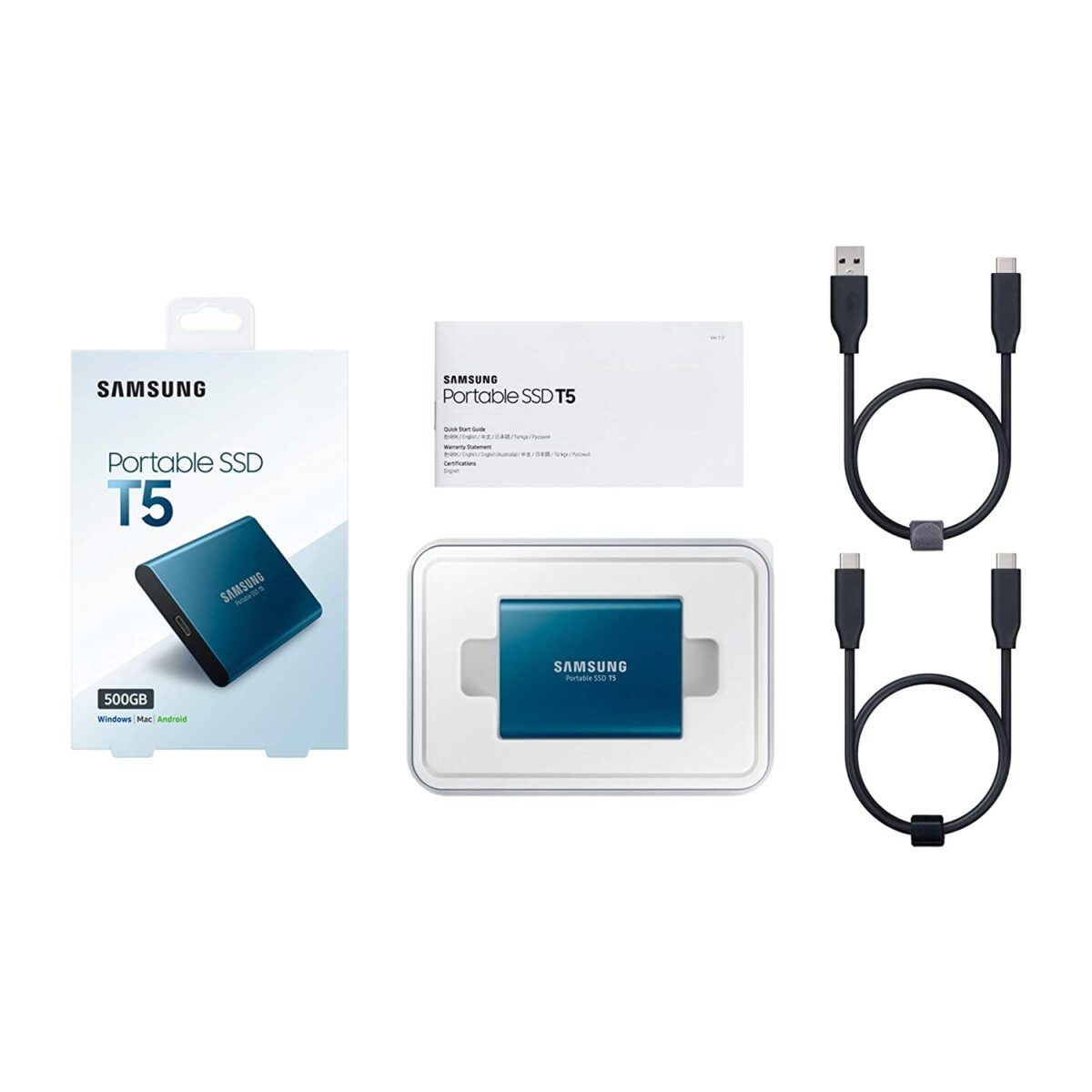 Samsung T5 500GB External Solid State Drive (Alluring Blue)