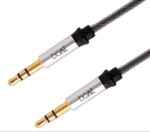 boAt Indestructible 3.5mm Male to Male Gold Plated Connectors, Metallic Aux Audio Cable, 1.5 Meter (Silver Metallic)