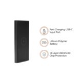 Mi Wireless Power Bank 10000mAh (Black, with Type-C Support, 18W Fast Charging)