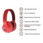 JBL E55BT Wireless Over-Ear Headphones with Mic (Red)